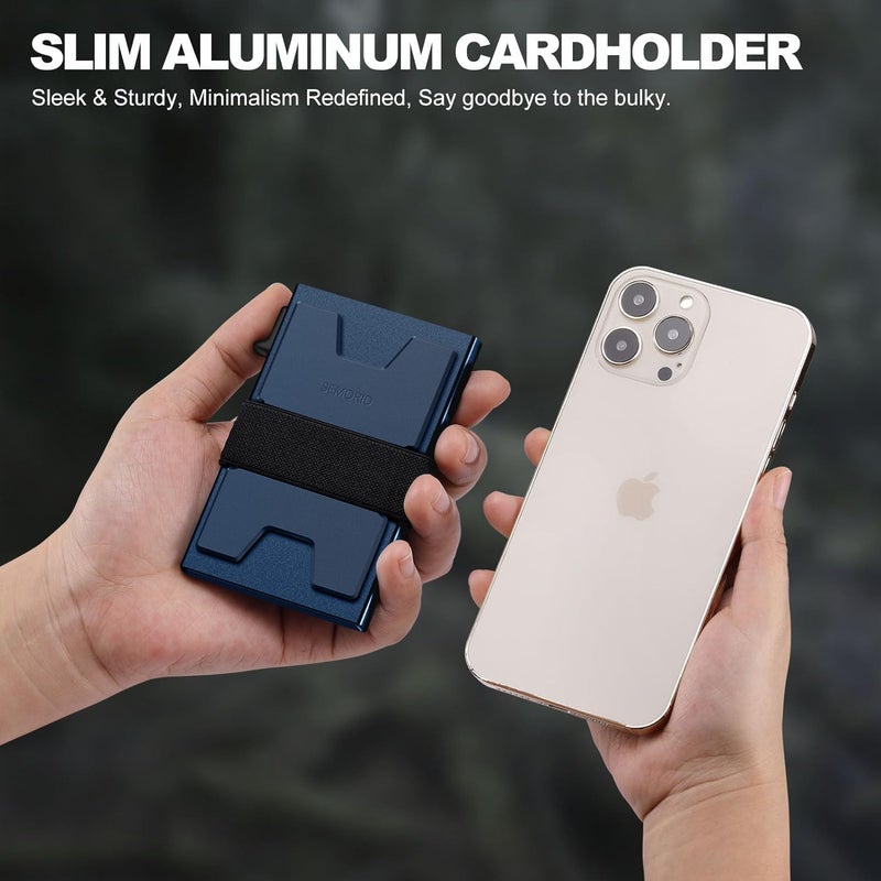 SEMORID Slim Aluminum Card Holder Wallet for Men, Durable Expandable Backplate, RFID Blocking Minimalist Metal Pop Up Wallet, Holds 12+ Cards Plus Cash - Image 4